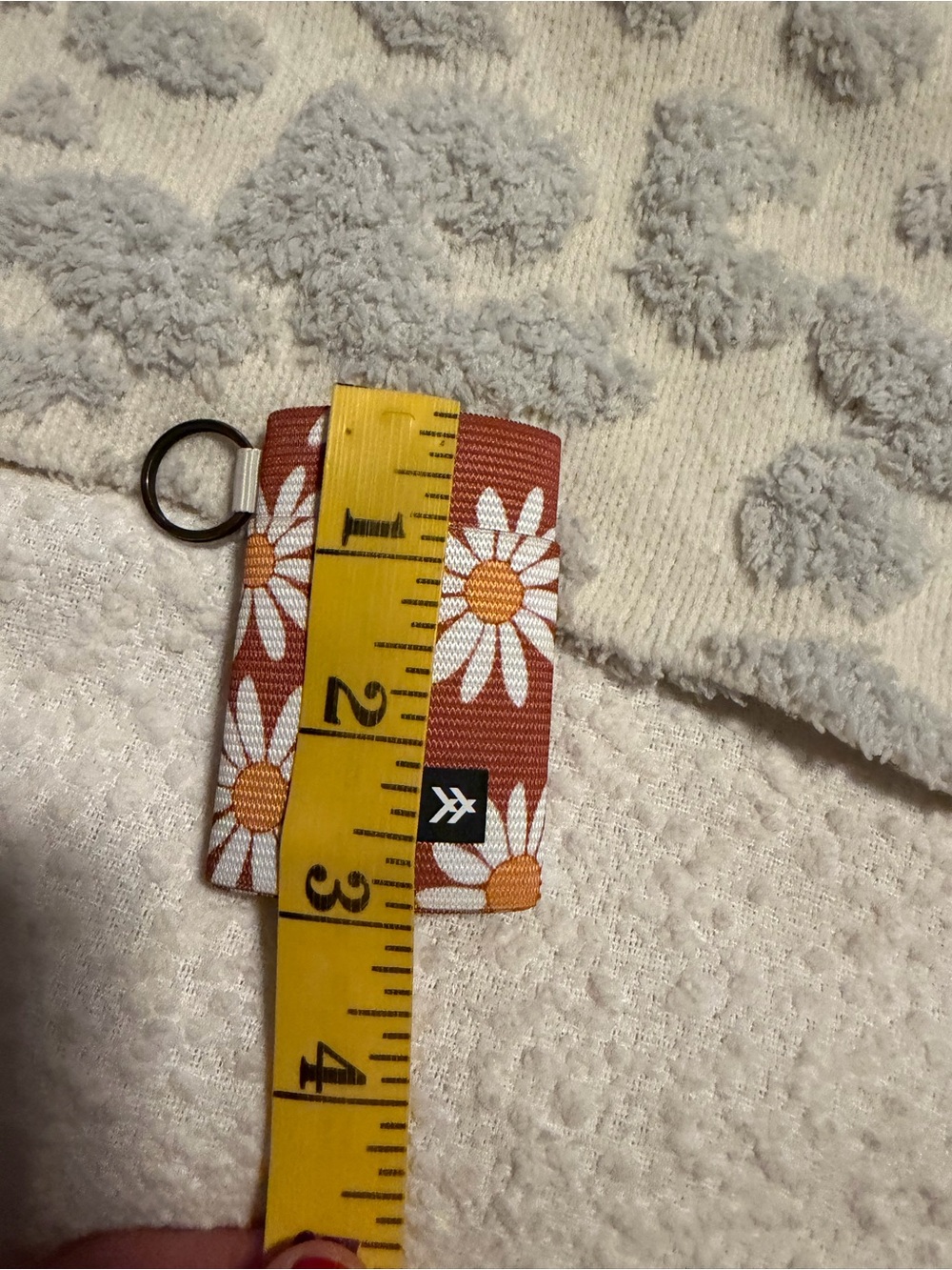 Daisy Print elastic card holder Wristlet - Rust/White/Orange